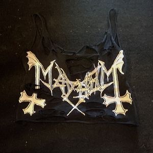 Mayhem Black Metal Distressed Crop Top HANDMADE